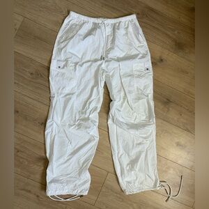 H&M White Cargo Windbreaker Pants Womens size S